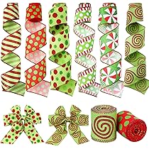 Amazon.com: Yinder 6 Rolls Christmas Polka Dot Wired Ribbon